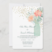 Mattierte Glass Mason Jar Floral Wedding Einladung (Vorderseite)