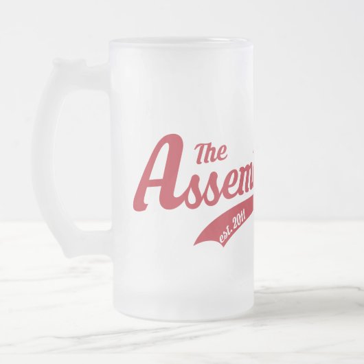 Mattierte GlasTasse mit Versammlungs-Anruftextlogo Mattglas Bierglas (Links)