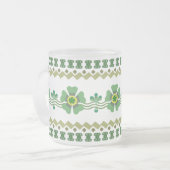 Mattierte GlasTasse - Retro grüne Blume Mattglastasse (Vorderseite Links)