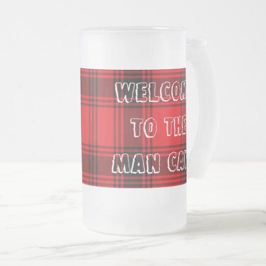 Mattierte GlasTassen-Mann-Höhlen-rotes kariertes Mattglas Bierglas (VorderseiteRechts)