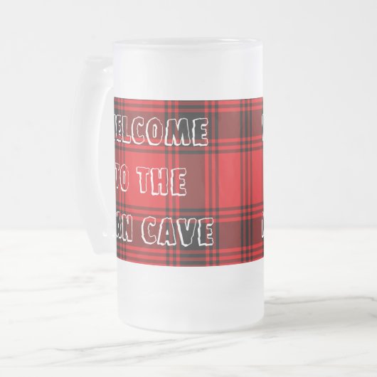 Mattierte GlasTassen-Mann-Höhlen-rotes kariertes Mattglas Bierglas (Vorderseite Links)
