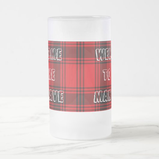 Mattierte GlasTassen-Mann-Höhlen-rotes kariertes Mattglas Bierglas (Mittel)