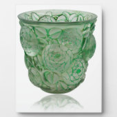Mattierte Green Art Deco Glasvase mit Rose. Fotoplatte (Vorderseite)