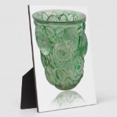 Mattierte Green Art Deco Glasvase mit Rose. Fotoplatte (Seite)