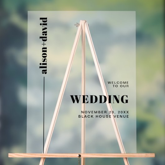 Mattierte Hochzeit in Schwarz-Weiß WELCOME Acrylschild (Neutral)