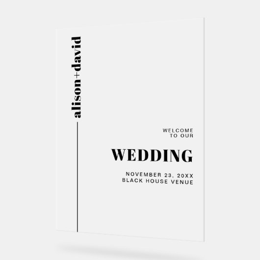 Mattierte  Hochzeit in Schwarz-Weiß WELCOME Acrylschild (Winkel)