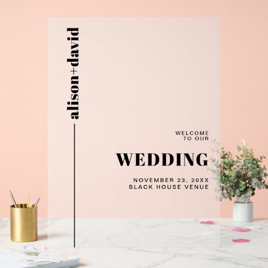 Mattierte  Hochzeit in Schwarz-Weiß WELCOME Acrylschild (Hochzeit)