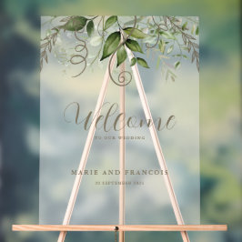 Mattierte Hochzeitsempfang Tropengrün Acrylschild