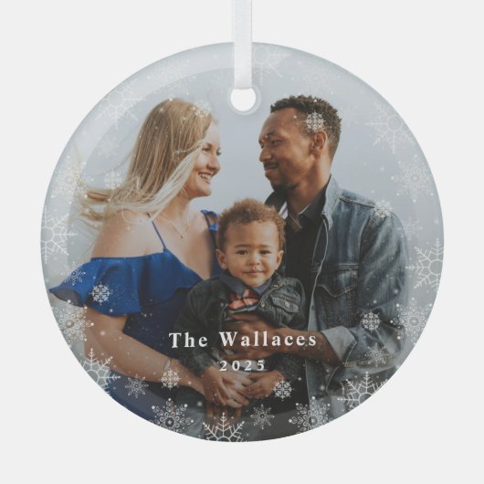 Mattierte Jahreszeit Personalisierter Weihnachtssc Ornament Aus Glas (Vorderseite)