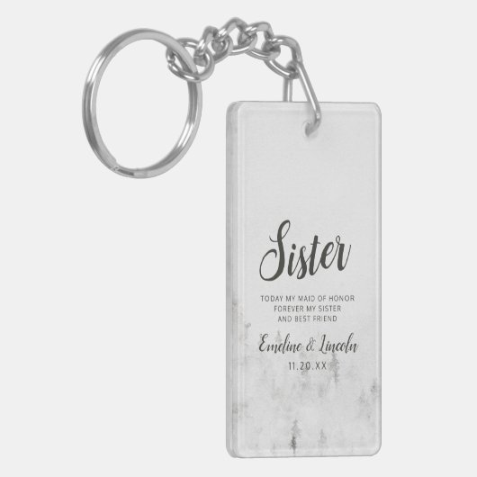 Mattierte Kiefern Rustikales Weißgebirge Zitat Schlüsselanhänger (Vorderseite links)