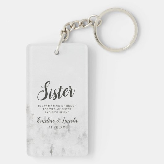 Mattierte Kiefern Rustikales Weißgebirge Zitat Schlüsselanhänger (Rückseite)