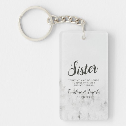 Mattierte Kiefern Rustikales Weißgebirge Zitat Schlüsselanhänger (Vorderseite)