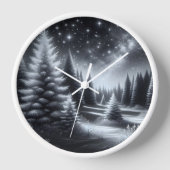 Mattierte Kiefernbäume im Winter Uhr (Vorderseite)