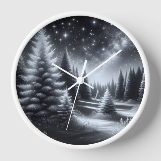 Mattierte Kiefernbäume im Winter Uhr (Vorderseite)