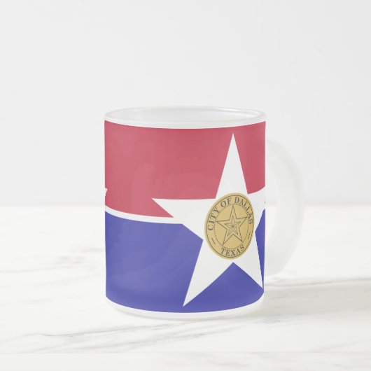 Mattierte kleine Tasse aus Glas - Dallas-Fahne (VorderseiteRechts)