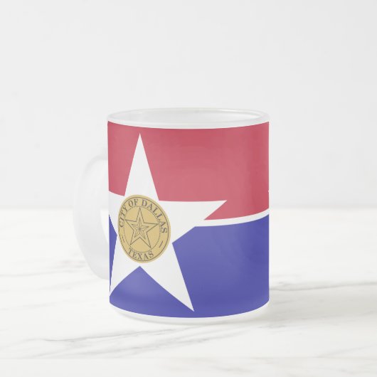 Mattierte kleine Tasse aus Glas - Dallas-Fahne (Vorderseite Links)
