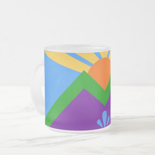 Mattierte kleine Tasse aus Glas, Fahne von Manitou (Vorderseite Links)