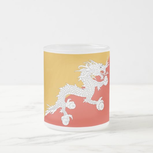 Mattierte kleine Tasse aus Glas mit Bhutan-Flagge (Mittel)