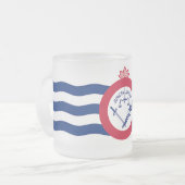Mattierte kleine Tasse aus Glas mit Cincinnati-Fla (Vorderseite Links)