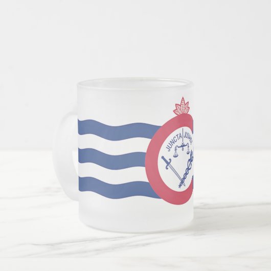 Mattierte kleine Tasse aus Glas mit Cincinnati-Fla (Vorderseite Links)