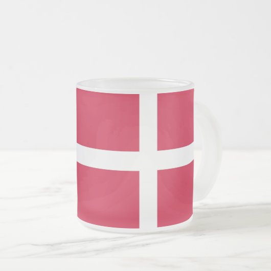 Mattierte kleine Tasse aus Glas mit dänischer Flag (VorderseiteRechts)
