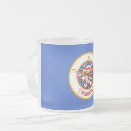 Mattierte kleine Tasse aus Glas mit der Fahne von (Vorderseite Links)