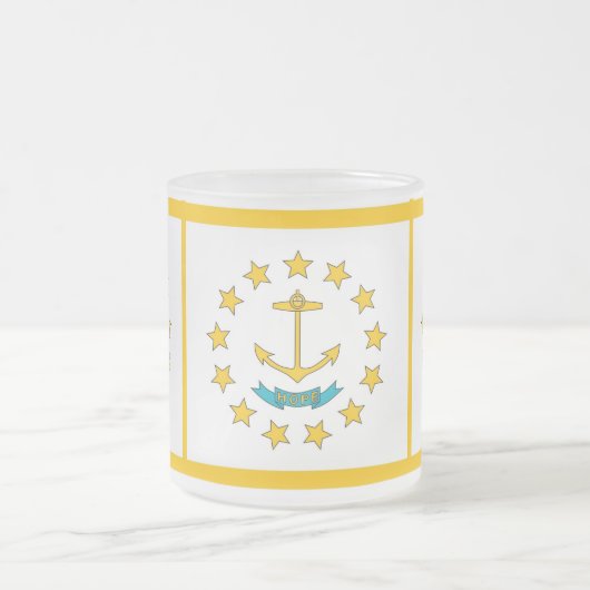 Mattierte kleine Tasse aus Glas mit der Flagge Rho (Mittel)