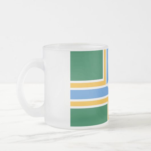Mattierte kleine Tasse aus Glas mit der Flagge von (Links)