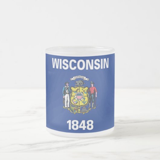 Mattierte kleine Tasse aus Glas mit Fahne Wisconsi (Mittel)