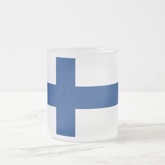Mattierte kleine Tasse aus Glas mit finnischer Fla (Mittel)