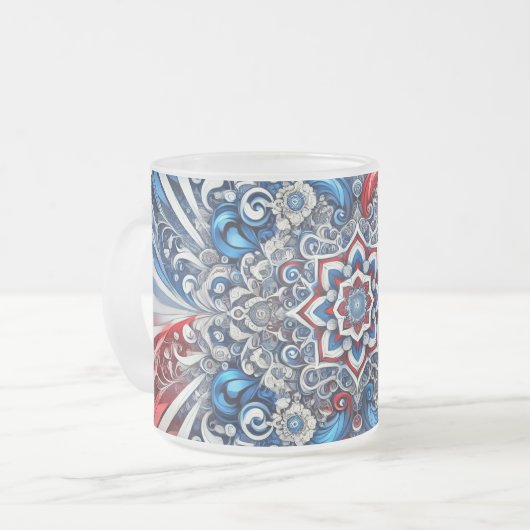 Mattierte kleine Tasse aus Glas mit französischen  (Vorderseite Links)