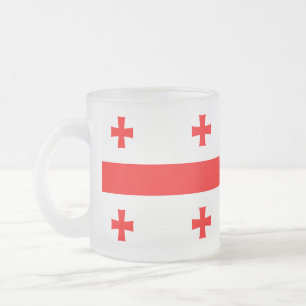 Mattierte kleine Tasse aus Glas mit georgischer Fl