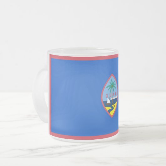 Mattierte kleine Tasse aus Glas mit Guam-Flagge (Vorderseite Links)