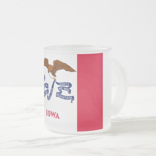 Mattierte kleine Tasse aus Glas mit Iowa-Fahne (VorderseiteRechts)