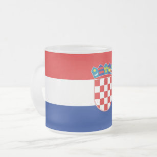 Mattierte kleine Tasse aus Glas mit kroatischer Fl