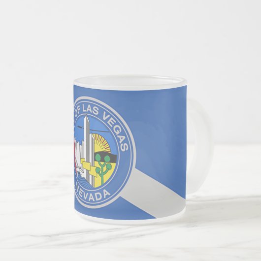 Mattierte kleine Tasse aus Glas mit Las Vegas-Fahn (VorderseiteRechts)