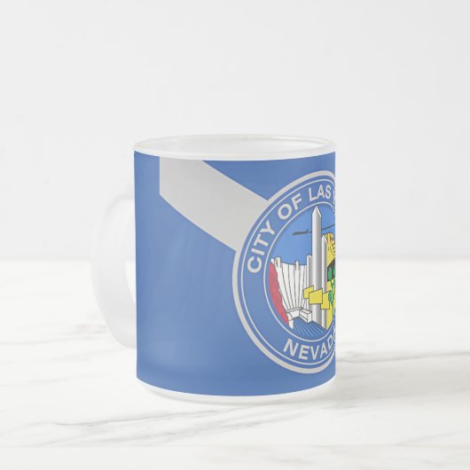 Mattierte kleine Tasse aus Glas mit Las Vegas-Fahn (Vorderseite Links)