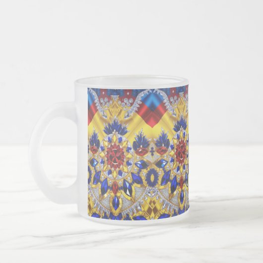 Mattierte kleine Tasse aus Glas mit rumänischen Fa (Links)