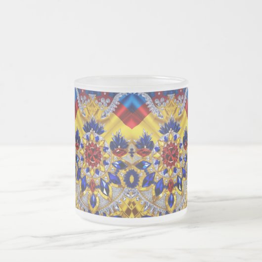 Mattierte kleine Tasse aus Glas mit rumänischen Fa (Mittel)