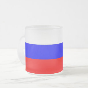 Mattierte kleine Tasse aus Glas mit russischer Fla