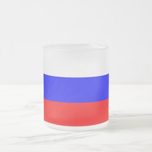 Mattierte kleine Tasse aus Glas mit russischer Fla (Mittel)