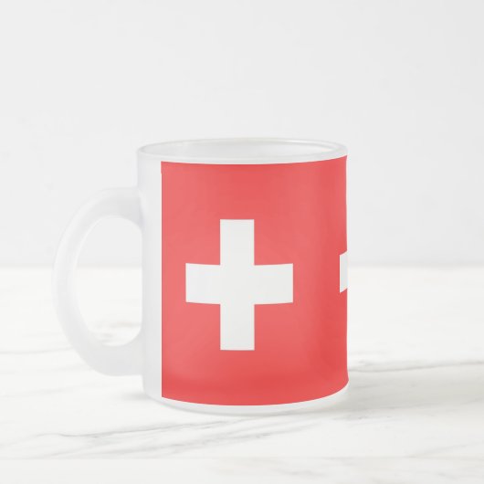 Mattierte kleine Tasse aus Glas mit Schweizer Flag (Links)
