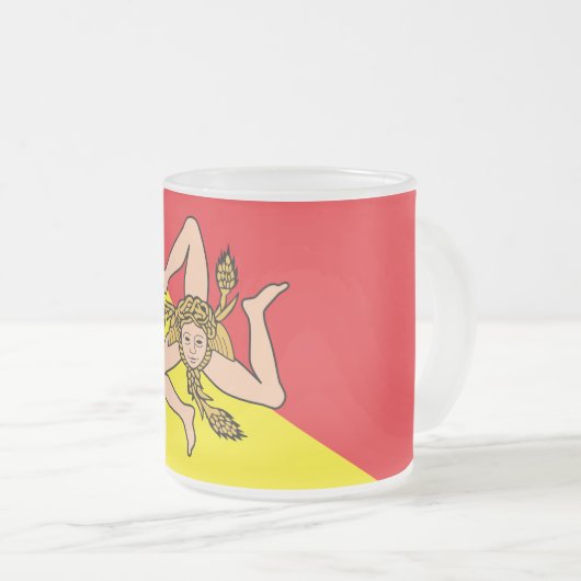 Mattierte kleine Tasse aus Glas mit Sizilienflagge (VorderseiteRechts)