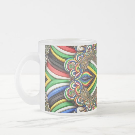 Mattierte kleine Tasse aus Glas mit südafrikanisch (Links)