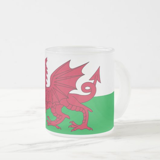 Mattierte kleine Tasse aus Glas mit Wales, UK (VorderseiteRechts)
