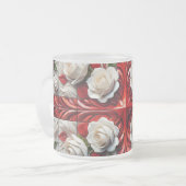 Mattierte kleine Tasse mit englischen Rose Design (Vorderseite Links)