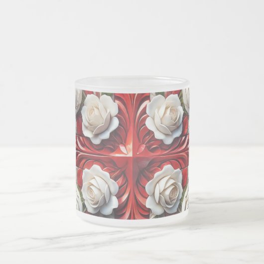 Mattierte kleine Tasse mit englischen Rose Design (Mittel)