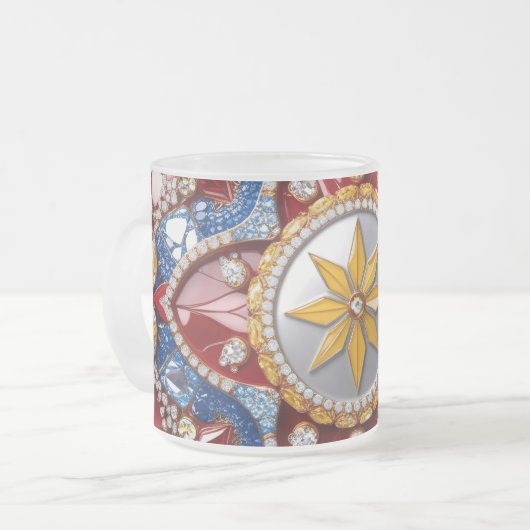 Mattierte kleine Tasse mit kolumbianischen Farben (Vorderseite Links)