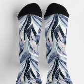 Mattierte Leaf Winter Socken in Navy und Lavendel (Oben)