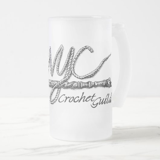 Mattierte NYC Crochet Guild-Tasse Mattglas Bierglas (VorderseiteRechts)